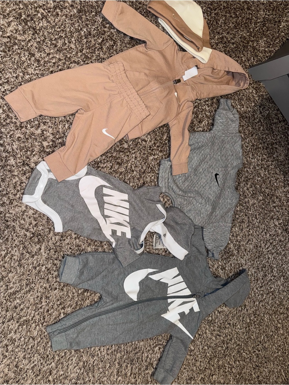 Nike Kids Hoodie and Tops Set in Brown and Gray 8 piece bundle